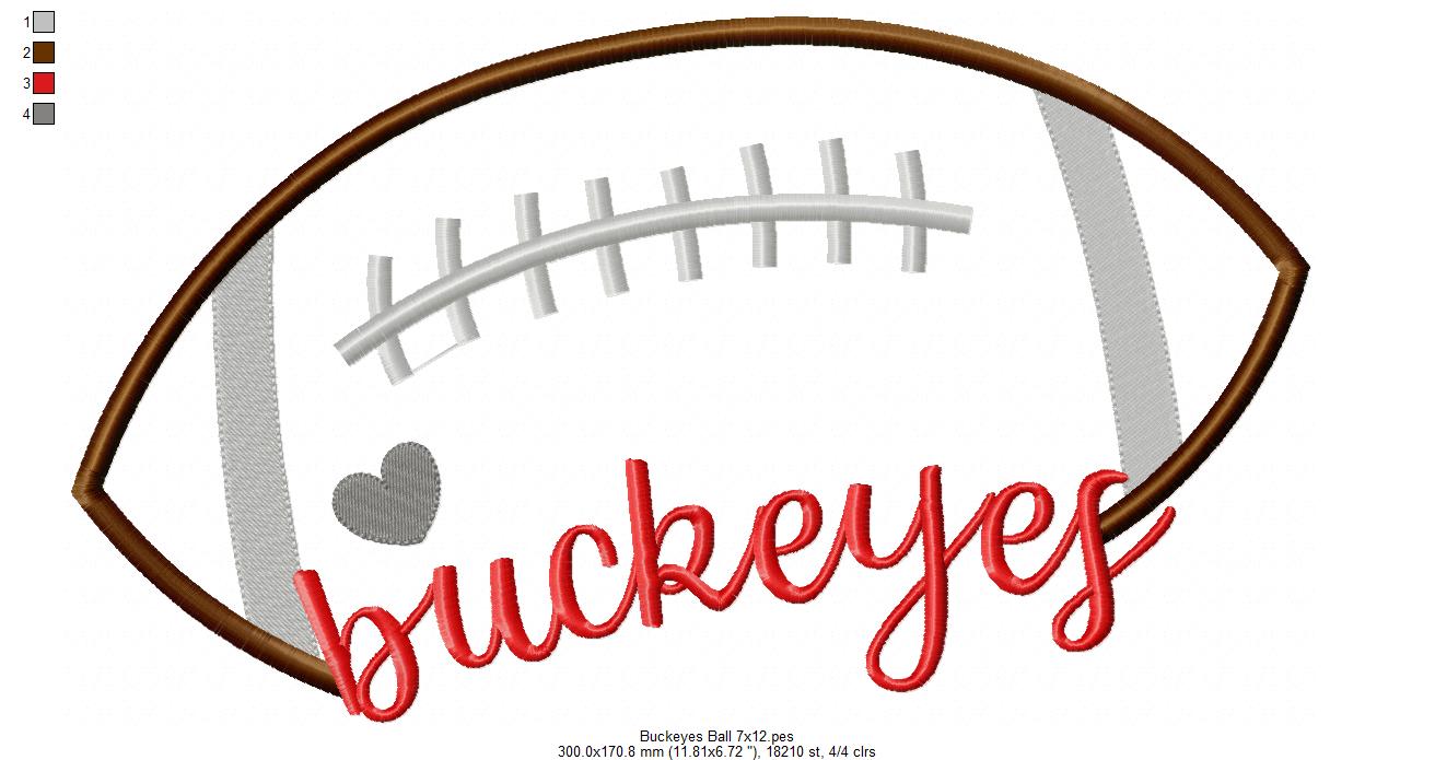 Football Buckeyes Ball - Fill Stitch