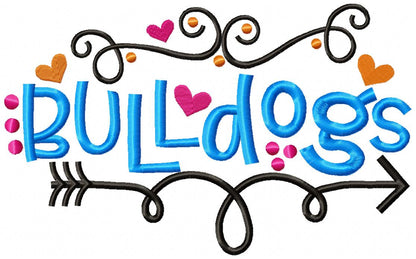 Bulldogs Fun Arrows - Satin Stitch - Machine Embroidery Design