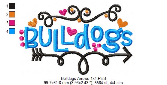Bulldogs Fun Arrows - Satin Stitch - Machine Embroidery Design