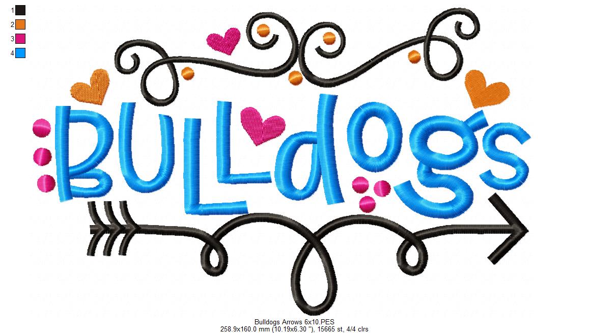 Bulldogs Fun Arrows - Satin Stitch - Machine Embroidery Design