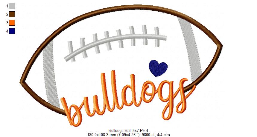 Bulldogs Football Script - Satin Stitch – Machine Embroidery Design
