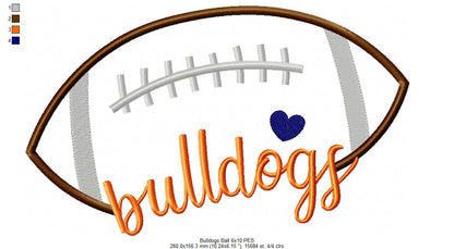 Bulldogs Football Script - Satin Stitch – Machine Embroidery Design