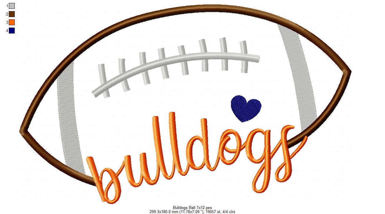 Bulldogs Football Script - Satin Stitch – Machine Embroidery Design