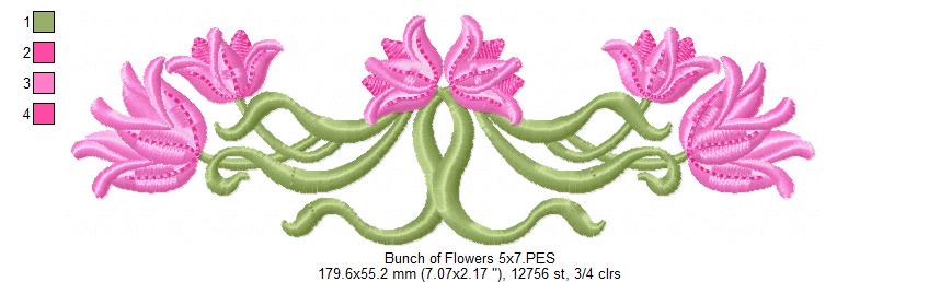 Bunch of Flowers - Fill Stitch - Machine Embroidery Design