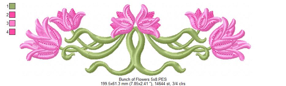 Bunch of Flowers - Fill Stitch - Machine Embroidery Design
