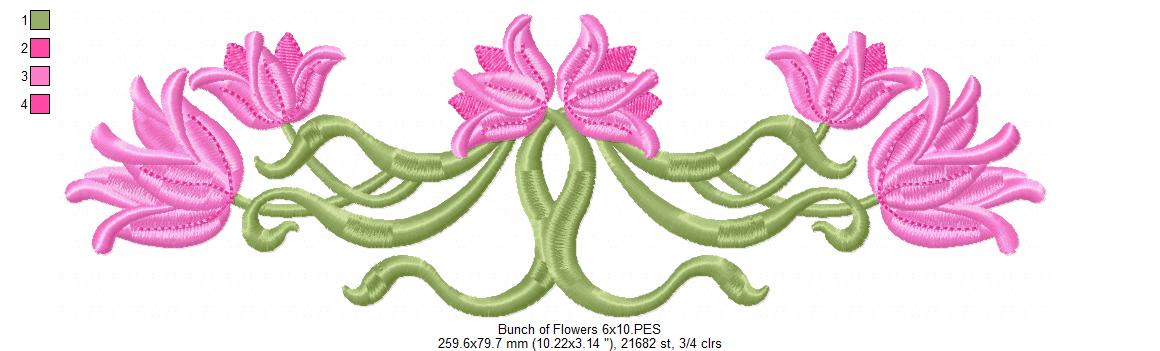 Bunch of Flowers - Fill Stitch - Machine Embroidery Design