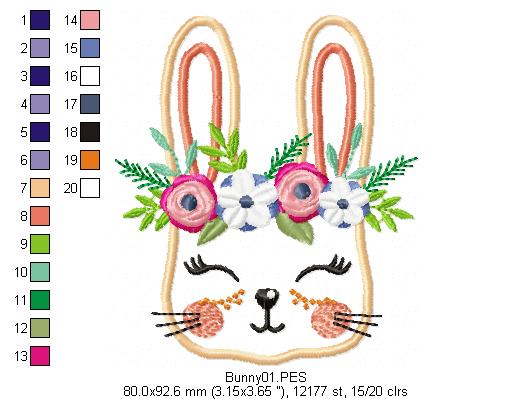 Flower Bunny  - Applique