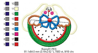 Watermelon Bunny  - Applique