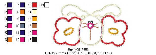 Flowers Bunny  - Zig Zag Applique