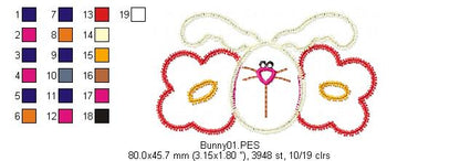 Flowers Bunny  - Zig Zag Applique