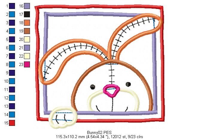 Easter Bunny  - Applique - Machine Embroidery Design