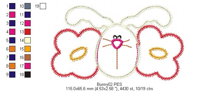 Flowers Bunny  - Zig Zag Applique