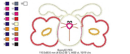 Flowers Bunny  - Zig Zag Applique