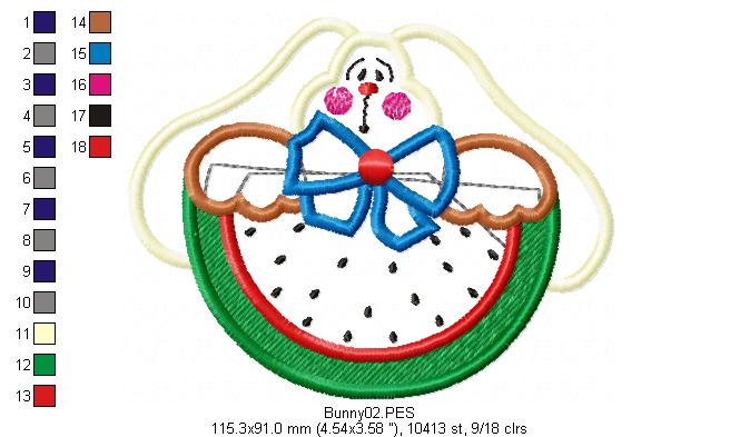 Watermelon Bunny  - Applique