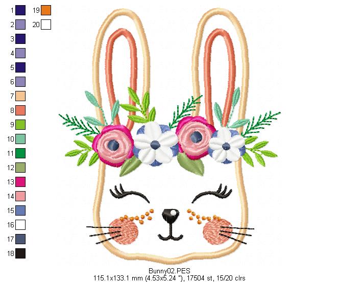 Flower Bunny  - Applique