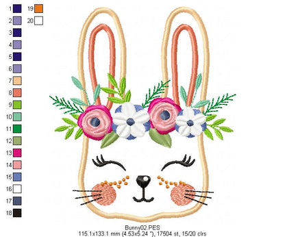 Flower Bunny  - Applique