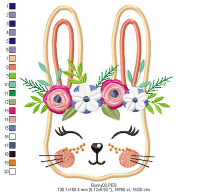 Flower Bunny  - Applique
