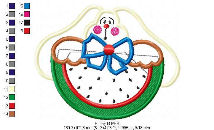 Watermelon Bunny  - Applique