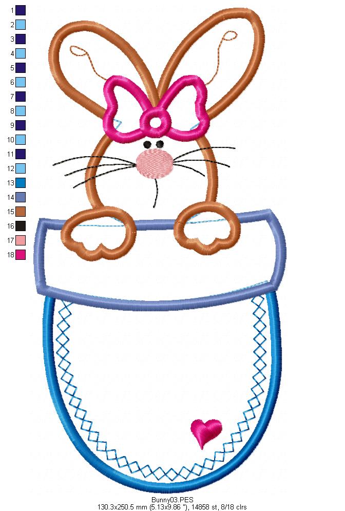Cute Bunny Smiling - Applique - Machine Embroidery Design