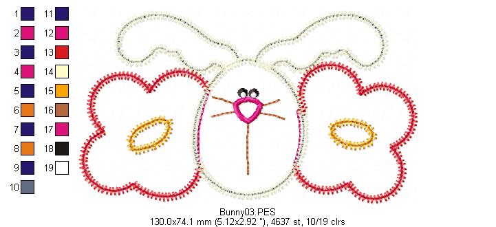 Flowers Bunny  - Zig Zag Applique
