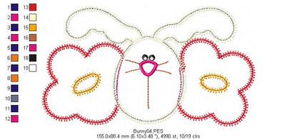 Flowers Bunny  - Zig Zag Applique