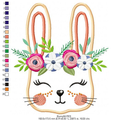 Flower Bunny  - Applique