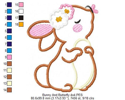 Bunny Girl and Butterfly - Applique