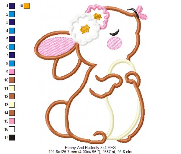 Bunny Girl and Butterfly - Applique