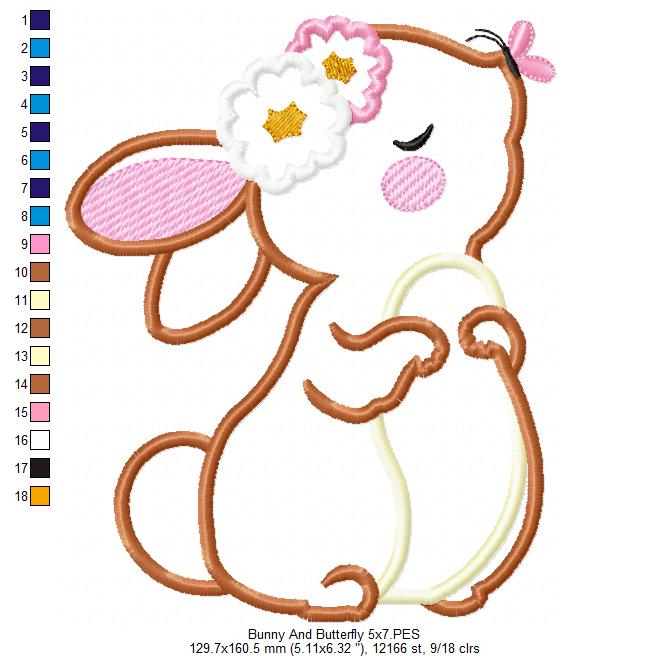 Bunny Girl and Butterfly - Applique