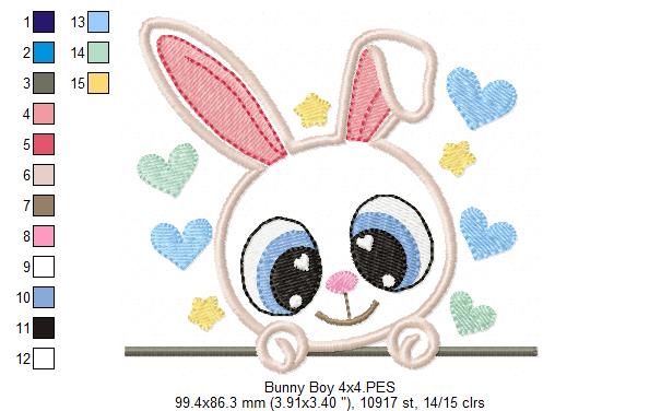 Bunny Girl and Boy - Sey of 2 designs - Applique
