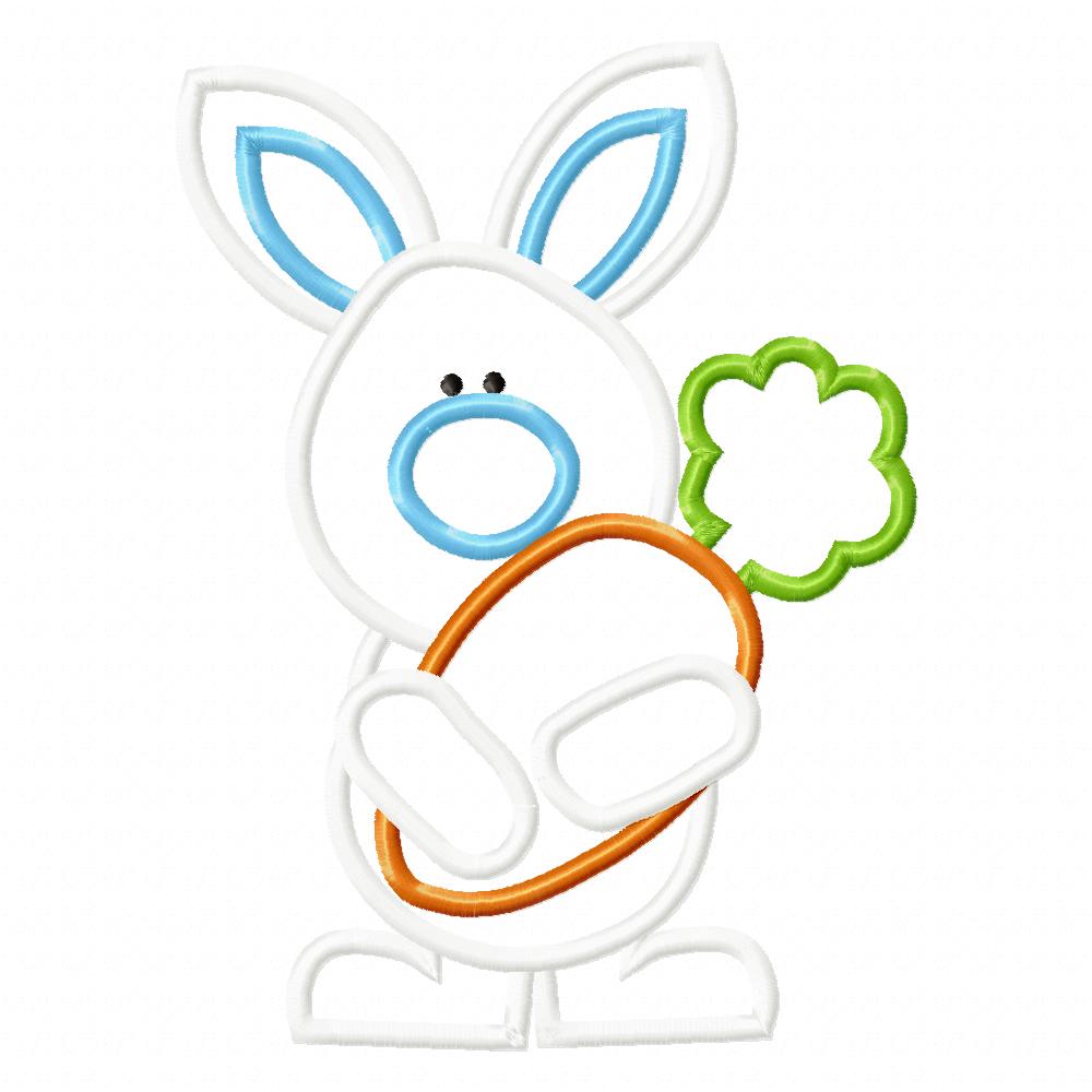 Easter Bunny Boy Holding a Big Carrot - Applique