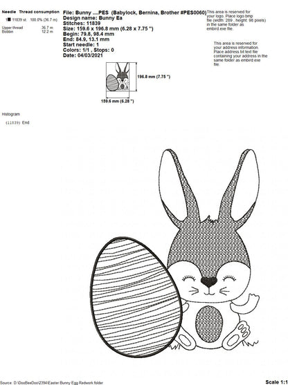 Easter Bunny - Redwork