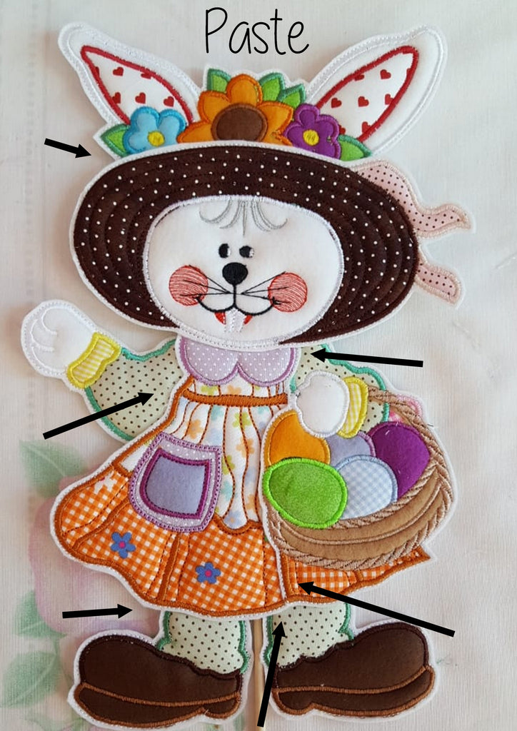 Farmer Bunny Girl Vase Ornament - ITH Project - Machine Embroidery Design