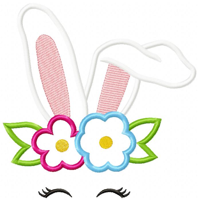 Bunny Girl Flowers - Applique