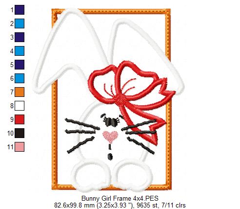 Bunny Girl Frame and Bow - Applique