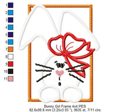 Bunny Girl Frame and Bow - Applique
