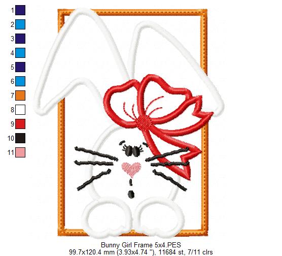 Bunny Girl Frame and Bow - Applique
