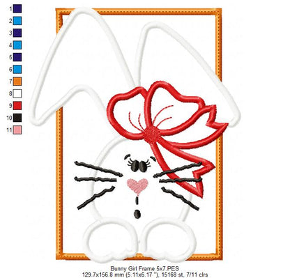 Bunny Girl Frame and Bow - Applique