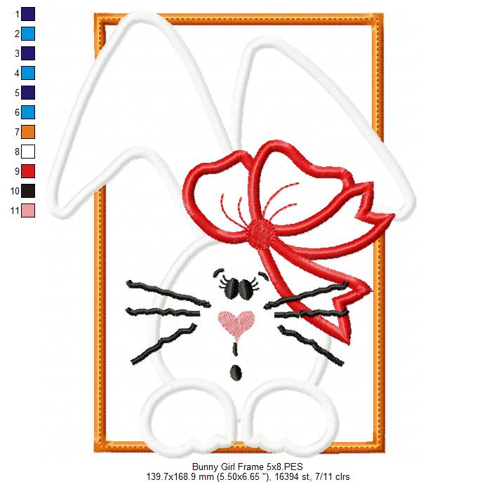 Bunny Girl Frame and Bow - Applique