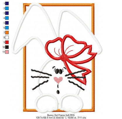 Bunny Girl Frame and Bow - Applique