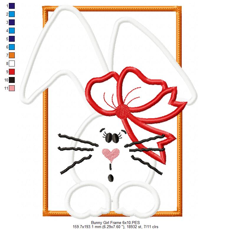 Bunny Girl Frame and Bow - Applique