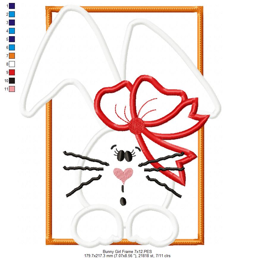 Bunny Girl Frame and Bow - Applique
