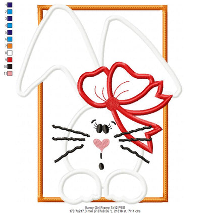Bunny Girl Frame and Bow - Applique