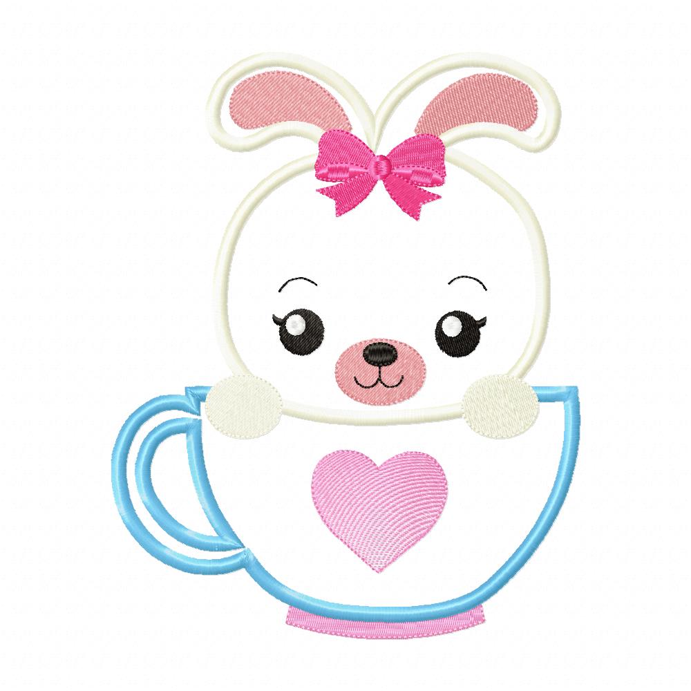 Cute Bunny in the Cup - Applique