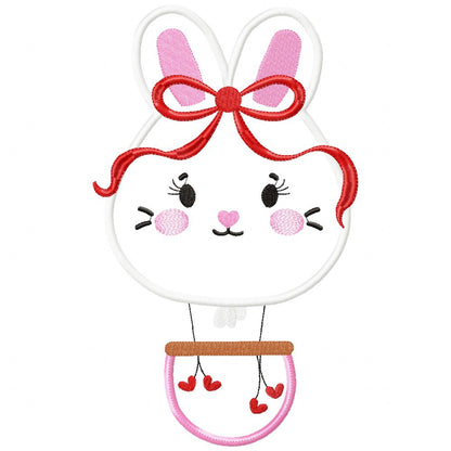 Bunny Hot Air Balloon Embroidery Design – Appliqué – Machine Embroidery Design