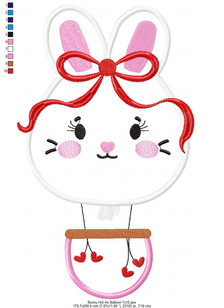Bunny with Bow Balloon - Applique