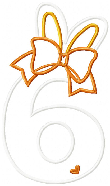 Easter Bunny Ears and Bow Birthday Numbers 1-9 - Applique