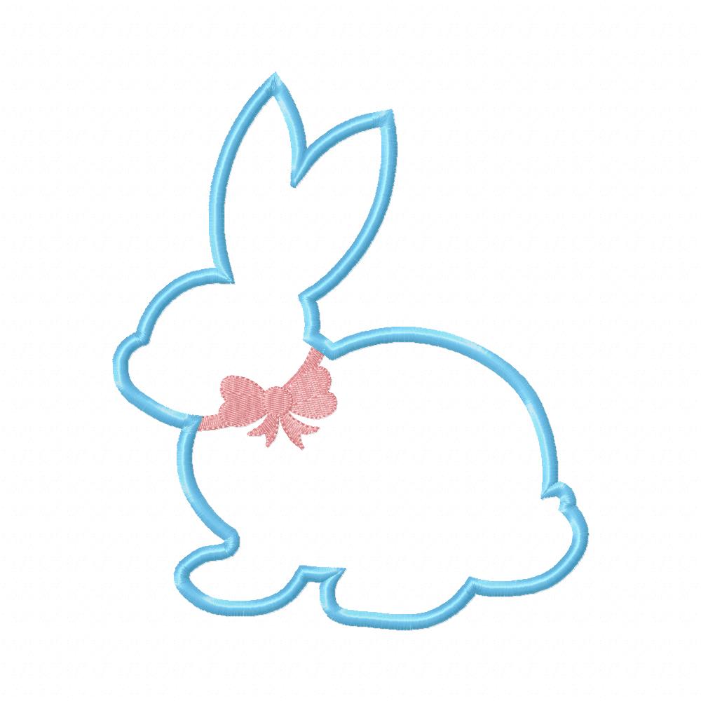 Sweet Bunny Silhouette Bow - Appliqué - Machine Embroidery Design