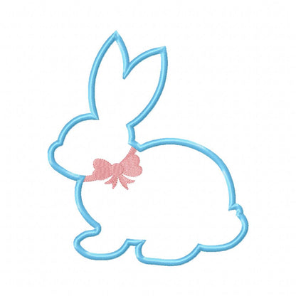 Sweet Bunny Silhouette Bow - Appliqué - Machine Embroidery Design