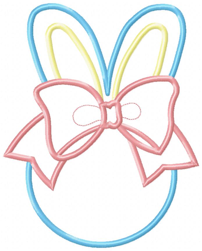 Easter Bunny Silhouette with Big Bow - Applique